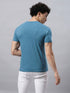 Men's 100% Cotton Round Neck Solid T-shirt Steel Blue